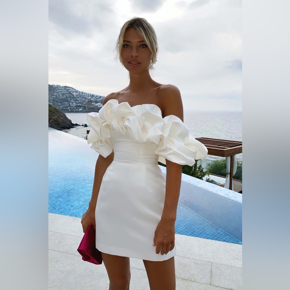 Post Meridiem white with ruffles "Meringue" Mini Dress